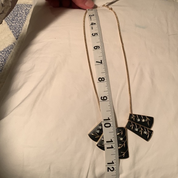 NWT HOWARDS @ 24” Gold Tone Necklace W/Black Matte Pendants Faux Diamond Design - Picture 8 of 10